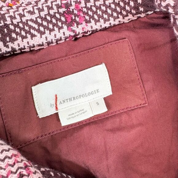 Anthropolgie Jacket Shacket Women Small Hudson Plaid Pink Heavy Button Up Cozy - Picture 6 of 13